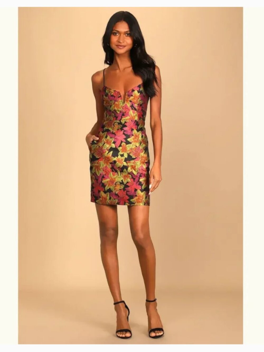 NWT Lulus Ready for Festivities Floral Jacquard Mini Dress Size Small - Picture 3 of 16
